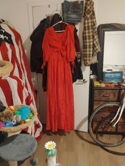 Red Maxi Dress with Puff Sleeves
