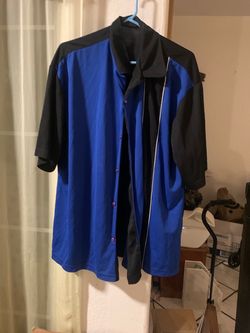 Blue & Black Sporty Button-Up Shi