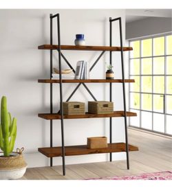Live Edge 4 Shelf Bookshelf, Light Walnut