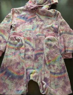 The Children's Place Girls One-Piece Zip Unicorn Hooded Pajamas Size 10/12