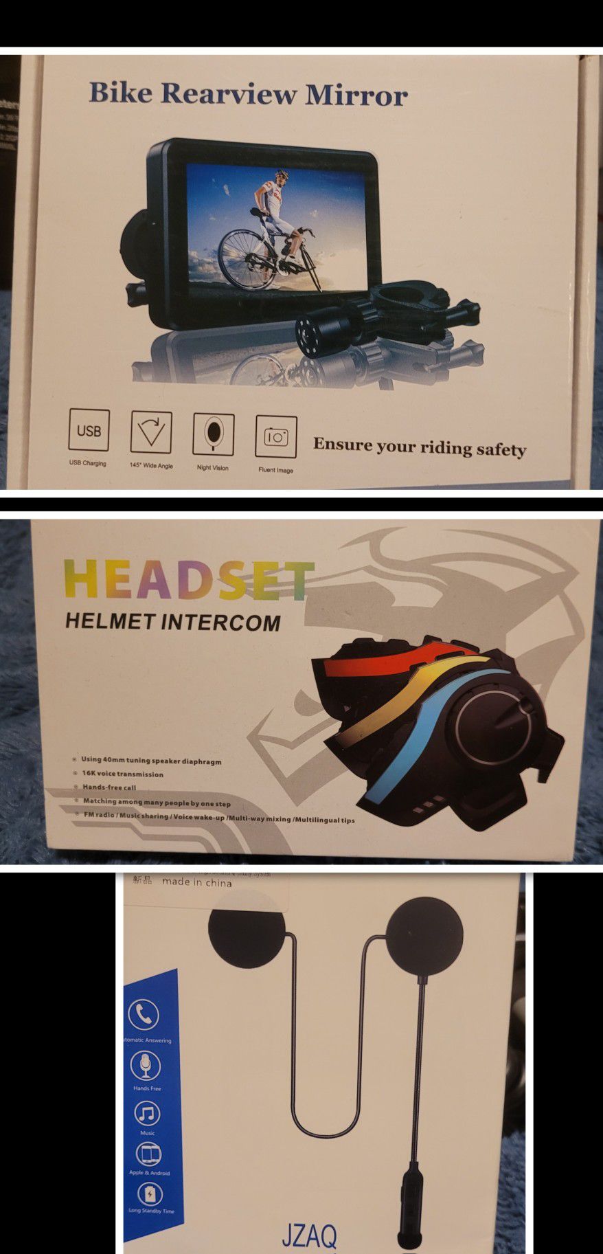 2 Helmet Intercoms And A Rearview Camera