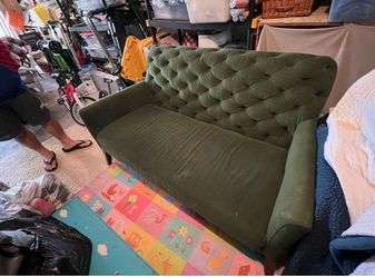 West Elm Elton Settee - Moss Green Performance Velvet