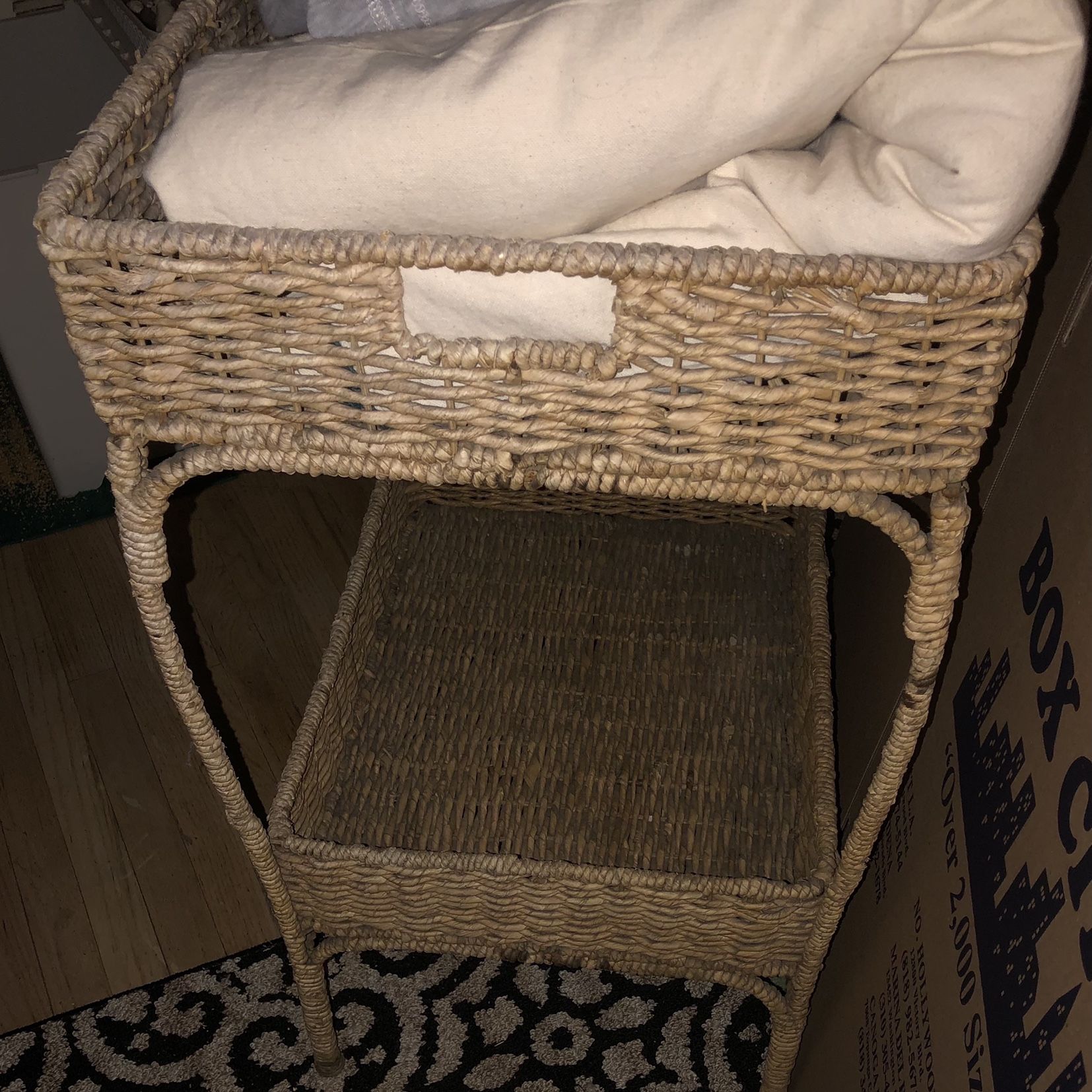 SOLD TWO/ONLY ONE LEFT/World Market Wicker Beverage/Bar/Plant Stand/Kitchen/Utility Cart. The Price For ONE Is $35 - Firm!