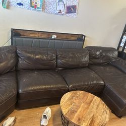 Brown Leather Sectional 