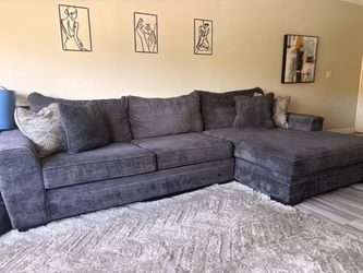 Plus, soft, dark grey. Oversized w detaching chaise lounge. One owner.