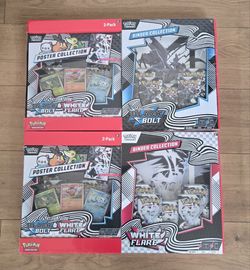 For Sale: 
Brand New in Box Pokemon Trading Card Game TCG Scarlet & Violet Black Bolt and White Flare Binder and Poster Collection Bundle
