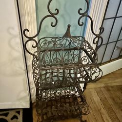 Vintage Wrought Iron Basket Stand 