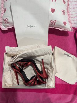 Authentic Saint Laurent 110mm Kate Satin Sandals