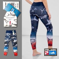 Pelagic Women’s Graphics Maui Gyotaku Fade UPF 50+ Athletic Leggings Sz