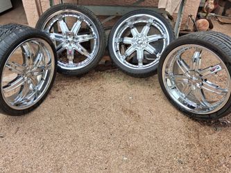 Set of 4 Chrome Rims with Tires