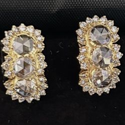 Very rare antique earring with .60 carats each rose cut antique diamond 3.60 carats total rose cut diamond pick up only!!
