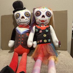 Día  De  Los Muertos     Suger   Skull   Groom  &   Bride  Fabric  Plush   Set  