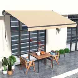 HOMEDEMO 10x8 Retractable Awning for Patio, Manual Awnings