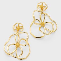 Floral Earrings gold colored sculptural design statement earrings