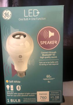 LG LED Bluetooth Speaker lightbulb with dimmer remote