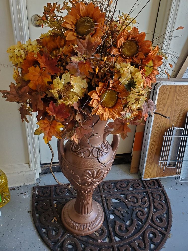 vase with silk flowers