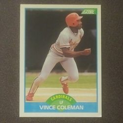 1989 Score Vince Coleman Saint Louis Cardinals St. #155 Baseball Card Vintage Collectible Sports MLB