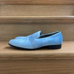 After Midnight Men’s Baby Blue Business Style Red Bottom Slip On Loafers