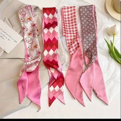 4 pcs Summer And Spring Elegant Printed Head Band Trendy Hair Tie Retro Neck Scarf Stylish Decorative Accessories For Women