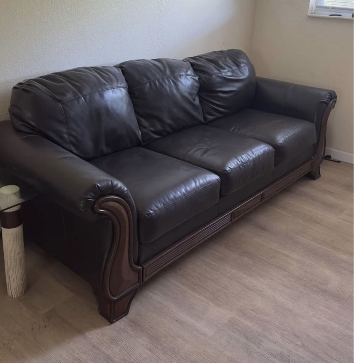 Leather Couch And 2 Tables