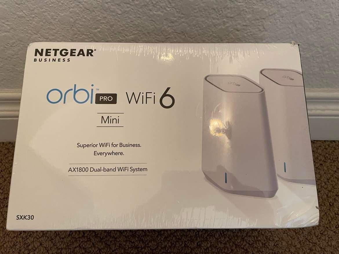NETGEAR Orbi Pro WiFi 6 Mini Mesh System (SXK30) | Router with 1 Satellite Extender for Business or Home 

