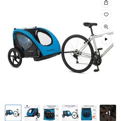Schwinn Shuttle Foldable Bike Trailer for 2 Passengers, Blue & Black