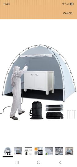 Portable Paint Booth Tent, Siebwin Large 8(L) x6(W) x6(H) ft Spray Paint Tent with Built-in Floor & Mesh Screen & Windproof Hooks for Furniture DIY Ho