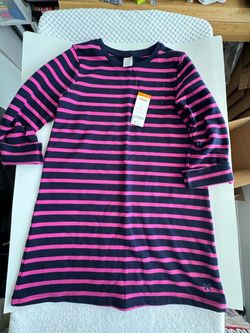 GYMBOREE Dress Navy/Pink Stripe Size: 10