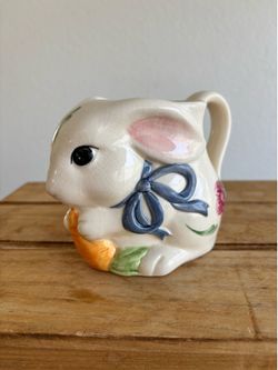 Vintage Lenox Poppies on Blue Barnyard Collection Bunny Rabbit Mug Easter Cup 4"