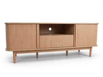 Mid-Century Modern Wood TV Stand with Storage