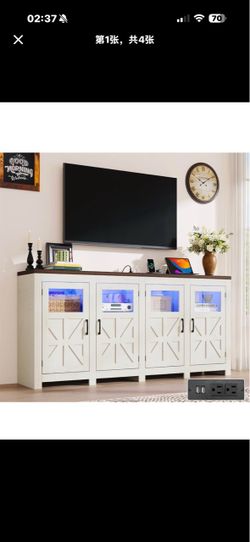 Large LED Farmhouse TV Stand
