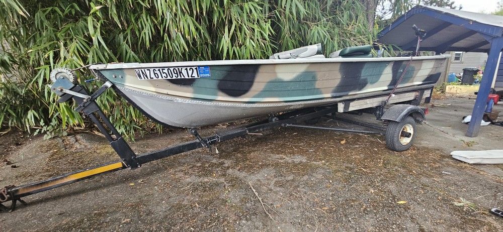 12' Aluminum Boat And Outboard Motor 