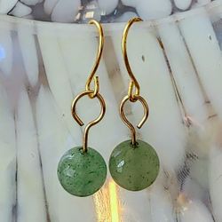 Green Aventurine And Gold Earrings
