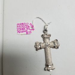 Silver 925 Crown Cross Pendant 52x32mm In Size