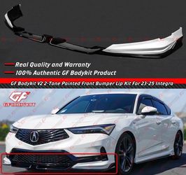 23-26 Acura Integra V2 Pearl White Black Front Bumper Lip