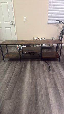 Industrial Long TV Stand with Power Outlets