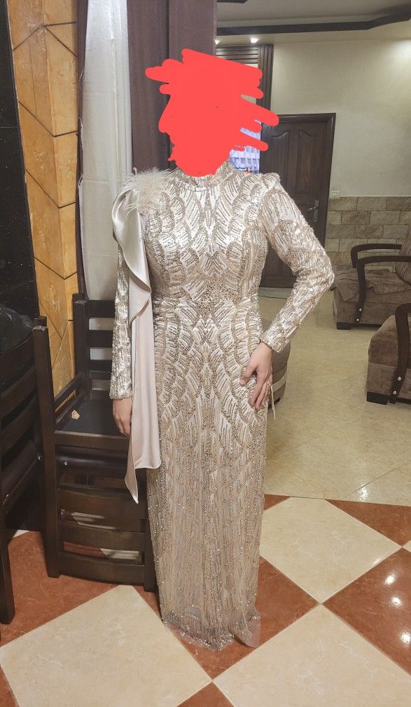 Gold Modest Evening Dress