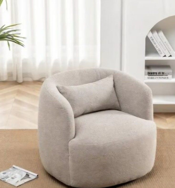 Boucle Fabric Swivel Arm Chairs 