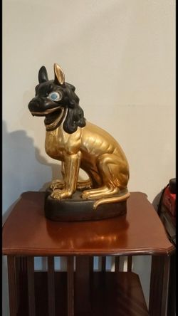 17" Vintage 1970 Florentine Porcelain 24Kt Chinese Golden Lion.