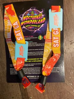 2 Nocturnal Wonderland Saturday GA Wristbands