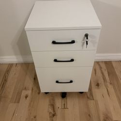 Rolling File Cabinet With Lock - 3 Drawer Wood Under Desk 3 Drawer Filing Cabinet With Wheels for Home & Office - White 16” X 16”