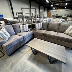 2 Pc Gray Sofa & Love Seat