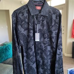 Consequence Men’s Large Navy Paisley Button Shirt 