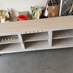 TV Stand / Entertainment Center - Light Wood Finish