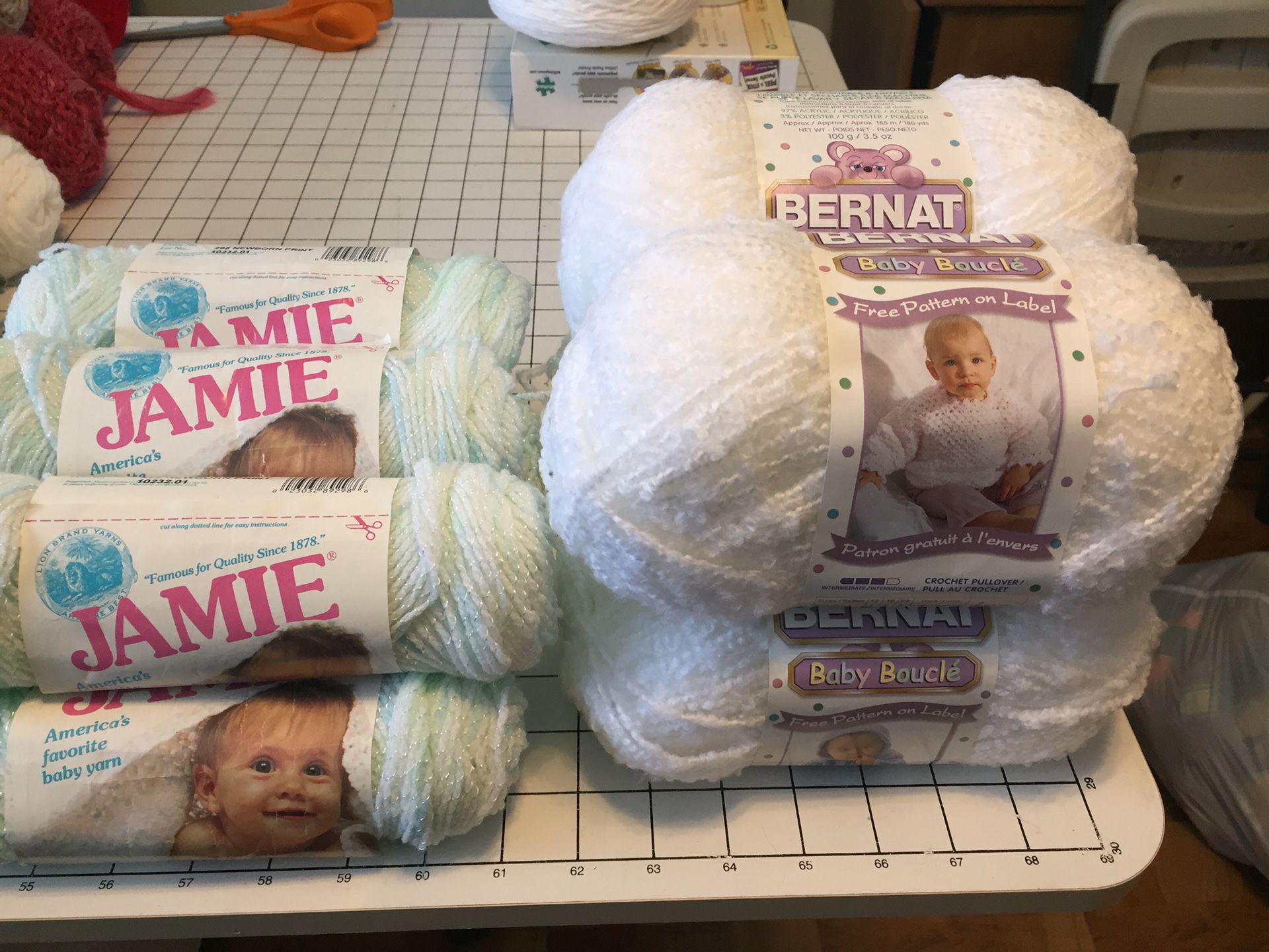 Baby yarn ! 6 skeins of Jamie brand and 4 Bernat!