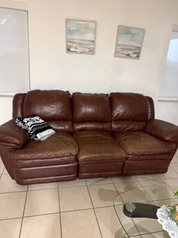 Brown Leather Recliner Sofa