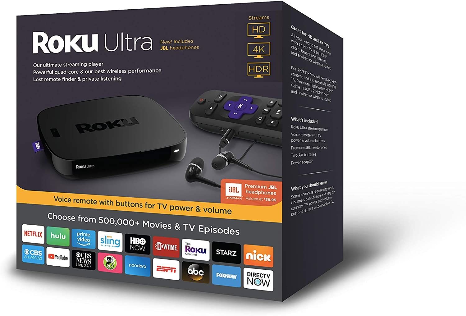 New In Box : Roku Ultra, HD/4K/HDR Streaming Media Player