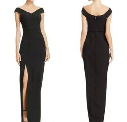 Bariano Australia Black Off-Shoulder Maxi Gown w/High Slit - Size XS