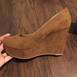Brown Suede Wedges