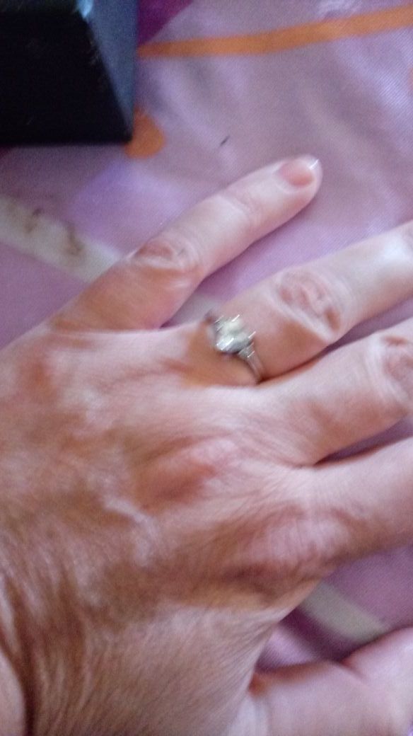 Women's silver heart diamond promise ring